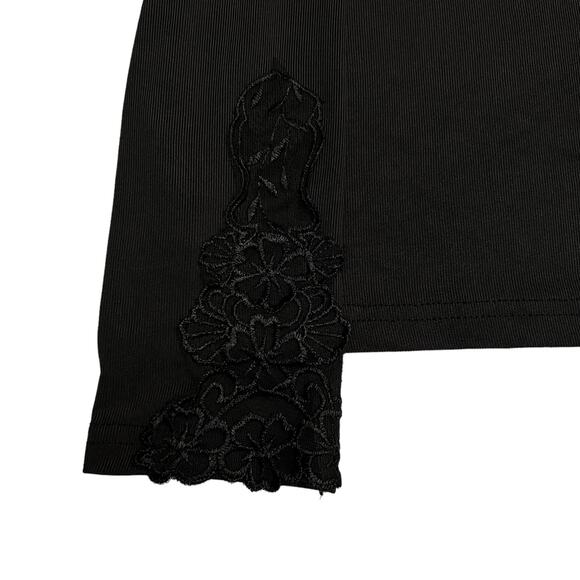 Woman’s Black Long Sleeve Top with Floral Lace Accents – Elegant & Stylish - Picture 5 of 8